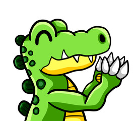 Adorable Stylized Clapping Crocodile