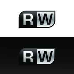 Logo letter RW with two different sides. Negative or black and white vector template design vector