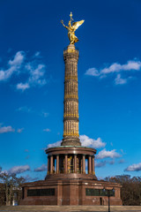 historic siegessäule, victory column berlin on a sunny day, germany