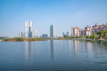 Fototapeta na wymiar Cityscape of Nansha District, Guangzhou, China