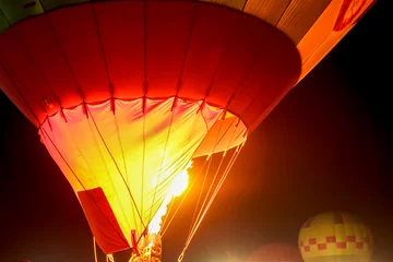 Poster Hot air balloons show at night time, balloon international festival, SinghaPark, Chiangrai, Thailand. On 16 Feb, 2019. © Stella