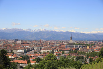Fototapeta na wymiar cityscape of Turin and the alps, Italy