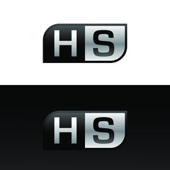 Logo letter HS with two different sides. Negative or black and white vector template design vector