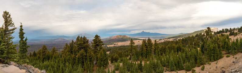 Panoramic view of the landscape from one of the highest points of Crater Lake