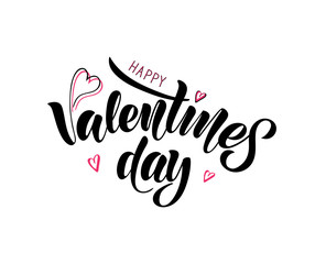 Happy Valentines day - vector illustration with hand lettering. Declaration of love, Valentine's Day greetings, love message, gift sticker, greeting card, cake decoration, interior design, banner