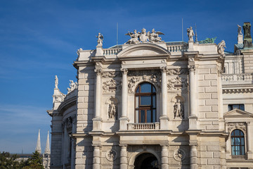 Burgtheater facade, historical building in Vienna city center