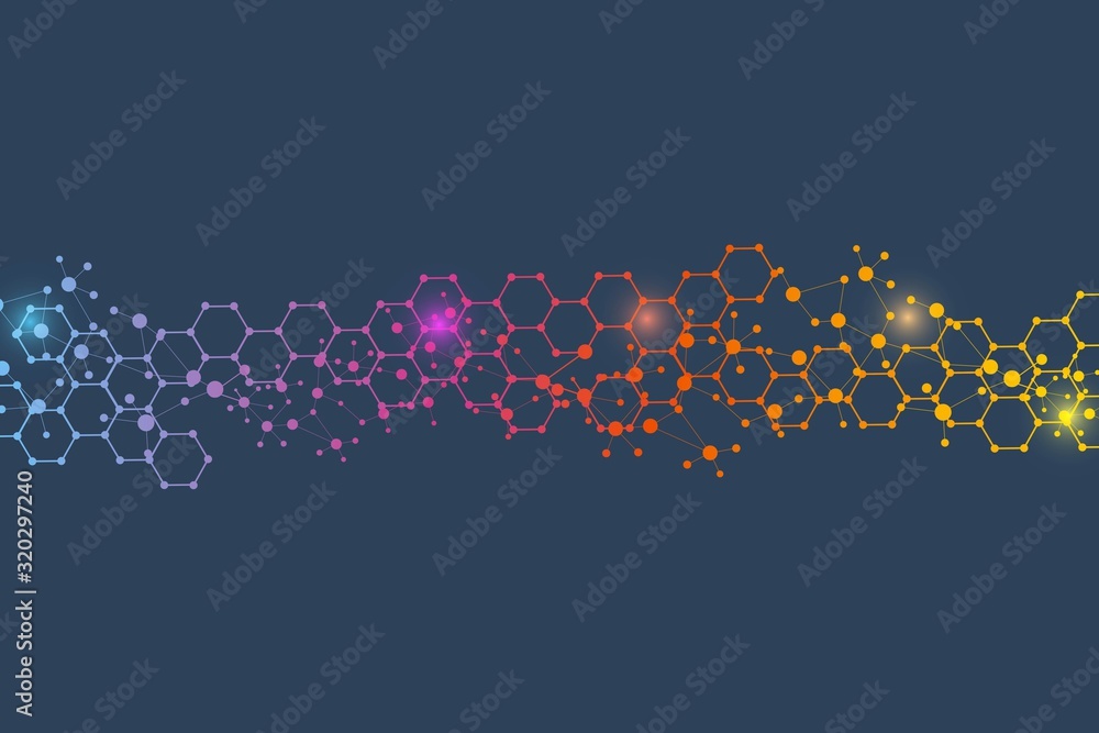 Poster modern futuristic background of the scientific hexagonal pattern. virtual abstract background with p