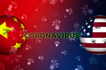Coronavirus 2019 is a concept of the nCov coronavirus responsible for the Asian flu. Red and Blue...