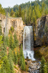 View of the 97-foot Tumalo Falls in Tumalo Creek near Bend