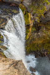 Top view of the 97-foot Tumalo Waterfall in Tumalo Creek near Bend