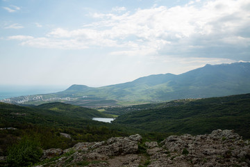 View of the peaks of the Crimean mountains.
