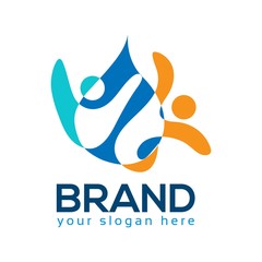 Cheerful People Logo, flat design. Vector Illustration on white background	