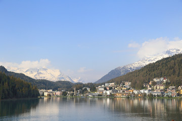 Saint Moritz town and lake, Switzerland