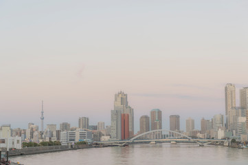 東京都港区竹芝から見た東京の夕景