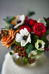 Obraz na płótnie Canvas roses, peonies, Ranunculus, buttercups, flowers, wedding, bouquet