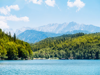 Fototapeta premium Mountain lake on the background of the Alps