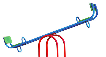 seesaw in a playground for children's toys on white