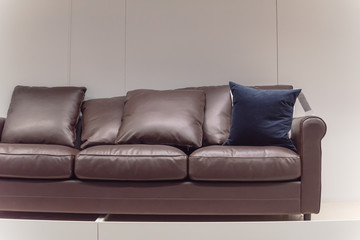 Leather sofas and couches at furniture and home furnishing store in America
