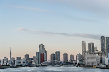 東京都港区竹芝から見た東京の夕景