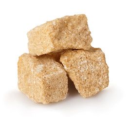 Brown sugar close-up isolated on white background.