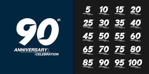 Set of premium anniversary logotype. Modern anniversary celebration emblem design for company profile, booklet, leaflet, magazine, brochure, web, invitation or greeting card.