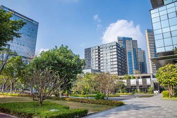 Fototapeta na wymiar Cityscape of Nansha CBD Business District, Guangzhou, China
