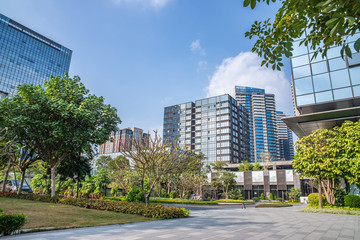 Obraz na płótnie Canvas Cityscape of Nansha CBD Business District, Guangzhou, China