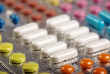 Medications for treatment. Tablets and capsules in blisters