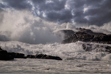 Big stormy waves splash