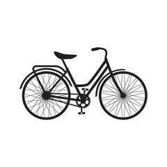 Fototapeta premium Retro bicycle black isolated vector icon. Old bike, vintage style illustration.