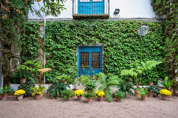 Courtyard garden of Viana Palace in Cordoba, Andalusia, Spain.