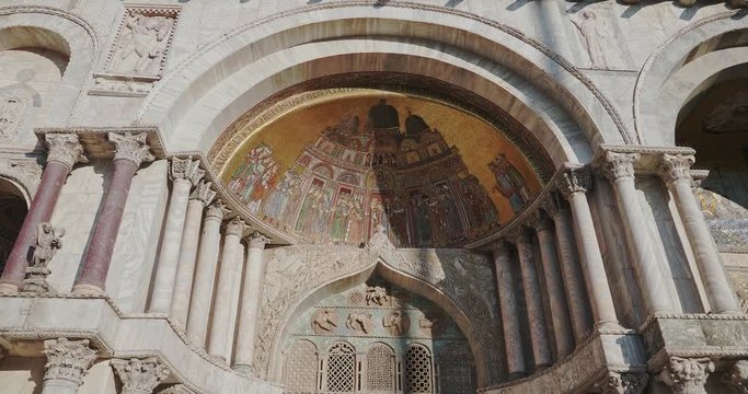 Mosaic of St Marks Cathedral in Arch of the Historic Cathedral in Venice Italy