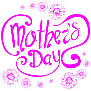 Lettering for Mother's Day, pink holiday background, mom's greeting card