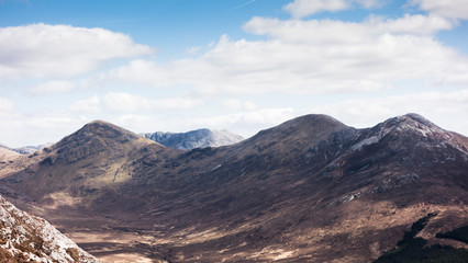 View of the Twelve Bens mountain range from Diamond Hill in Connemara National Park, County Galway, Ireland.