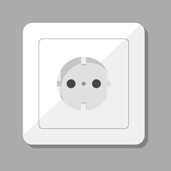 White socket on the wall vector isolated. Electric appliance