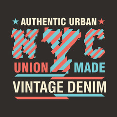 New York typography, t-shirt NY, vintage design graphic, printing man NYC,