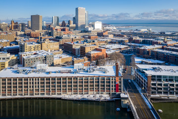 Aerial view of downtown Milwaukee Wisconin