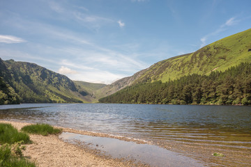 View of the Upper Lake at Glendalough National Park in County Wicklow, Ireland.