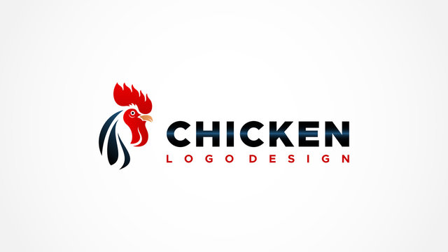 Abstract Chicken Head Logo. Red and Black Vector Logo Design Template Element