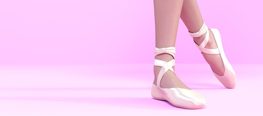 3D Ballerina legs in light classic pointe shoes.