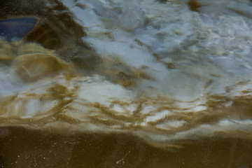 Texture of ice on the river waves close-up