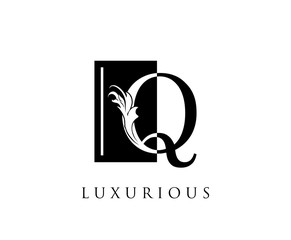 Elegant Q Letter Swirl Logo. Black and White Q With Classy Leaves Shape design perfect for fashion, Jewelry, Beauty Salon, Cosmetics, Spa, Hotel and Restaurant Logo. 