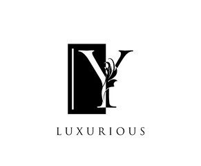 Elegant Y Letter Swirl Logo. Black and White Y With Classy Leaves Shape design perfect for fashion, Jewelry, Beauty Salon, Cosmetics, Spa, Hotel and Restaurant Logo. 