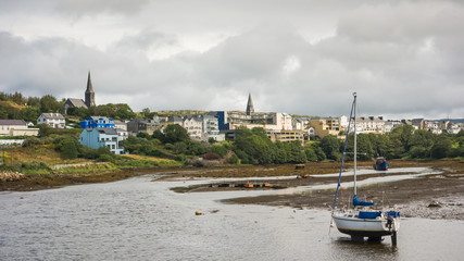 Tranquil scene at the harbour at Clifden, Connemara, County Galway in the west of Ireland.