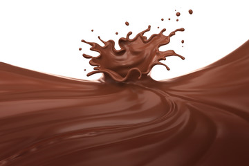Chocolate Milk splash background, 3d illustration.