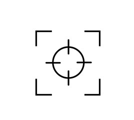 Photo camera viewfinder. Isolated vector sign symbol. Screen photography frame. Focus line in abstract style. Focus vector line icon.