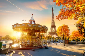 Tuinposter Parijs Parkeer bij de Eiffeltoren