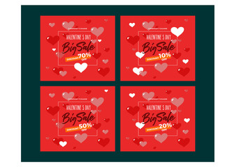 Bundle of Valentines Day special offer banners with hearts and golden foil elements.Sale templates perfect for prints, flyers, banners, promotions, special offers and more. Valentines promos.