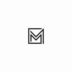 M lineart logo vector initial letter design