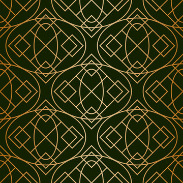 Art Deco Geometric Abstract Gold Texture Pattern. Vector Classic Ornament Background